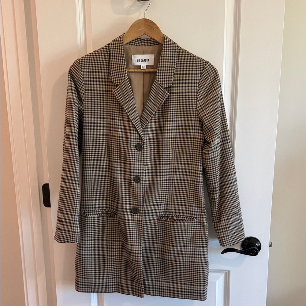 BB Dakota Women's Houndstooth Blazer - Brown and Black